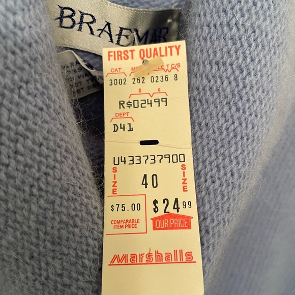 NWT Vintage Braemar Lambswool Blend Sweater Cloud Blue Medium 40 - Picture 6 of 6
